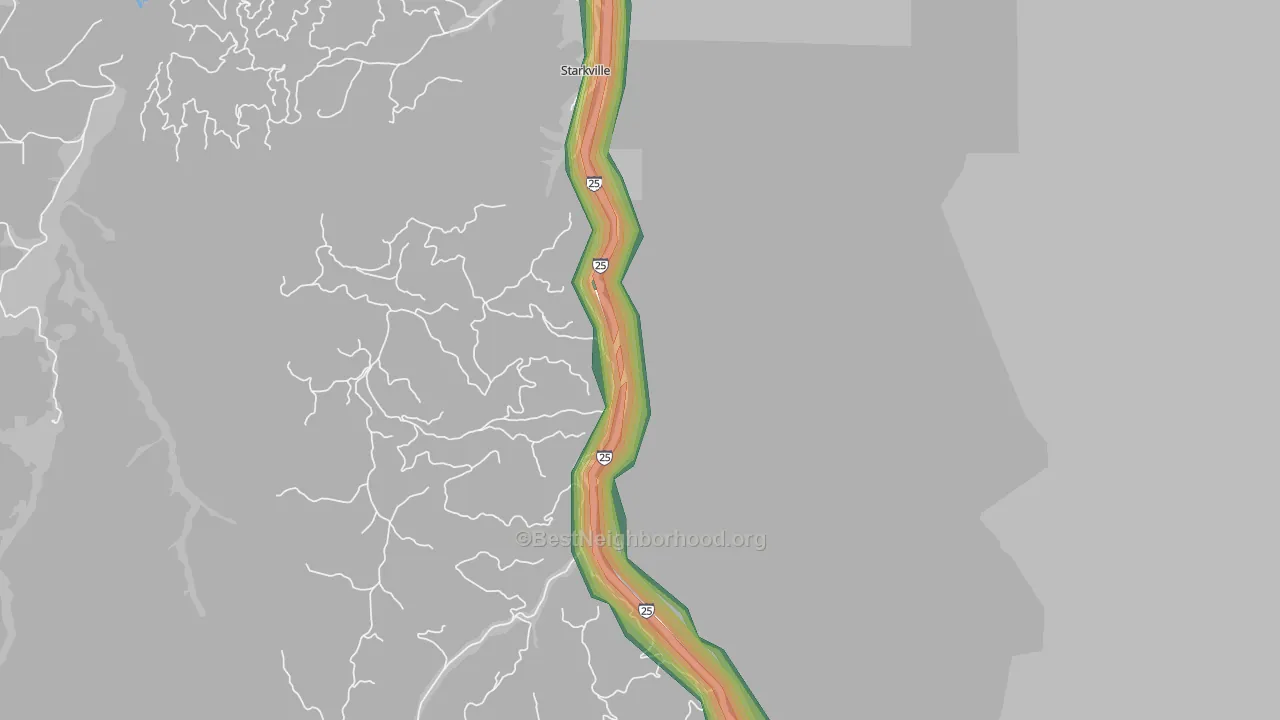 Starkville, CO Map of Noise Levels in Starkville
