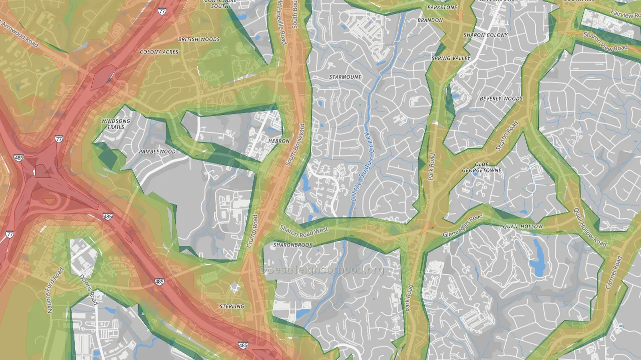 Starmount Forest-Charlotte, Charlotte, NC Map of Noise Levels in Starmount Forest-Charlotte