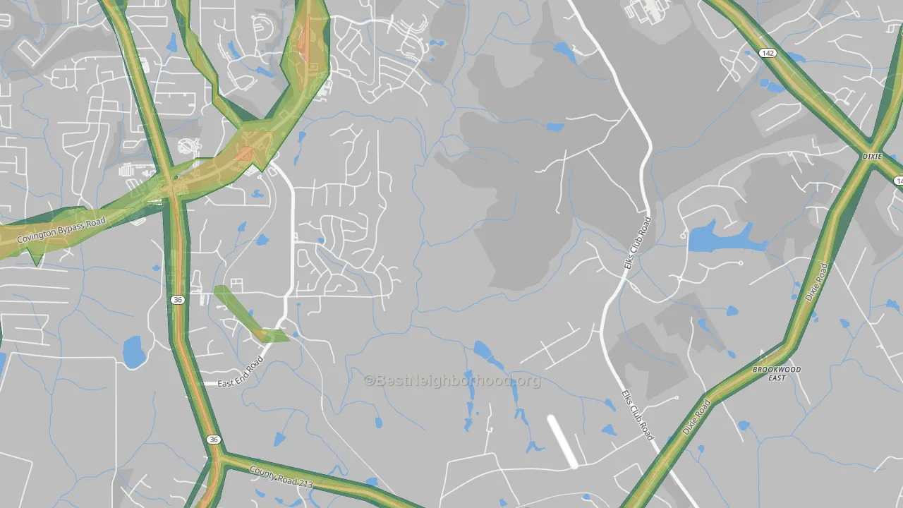 Starrsville, GA Map of Noise Levels in Starrsville