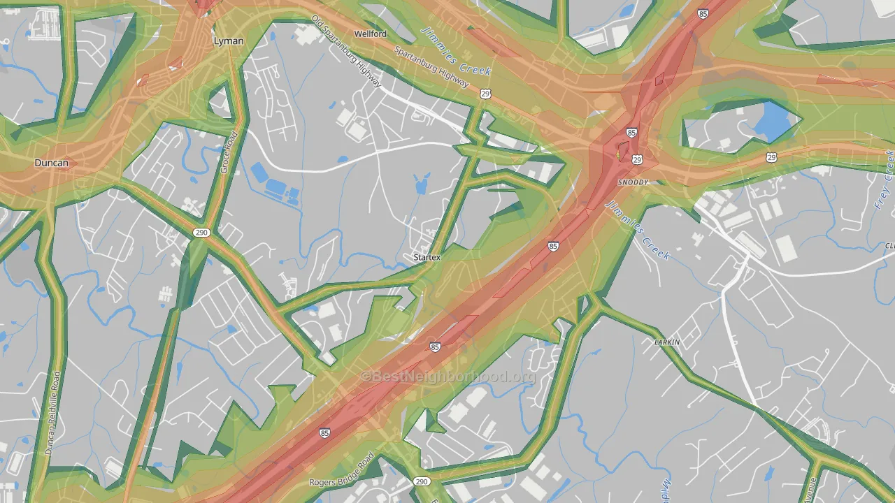 Startex, SC Map of Noise Levels in Startex