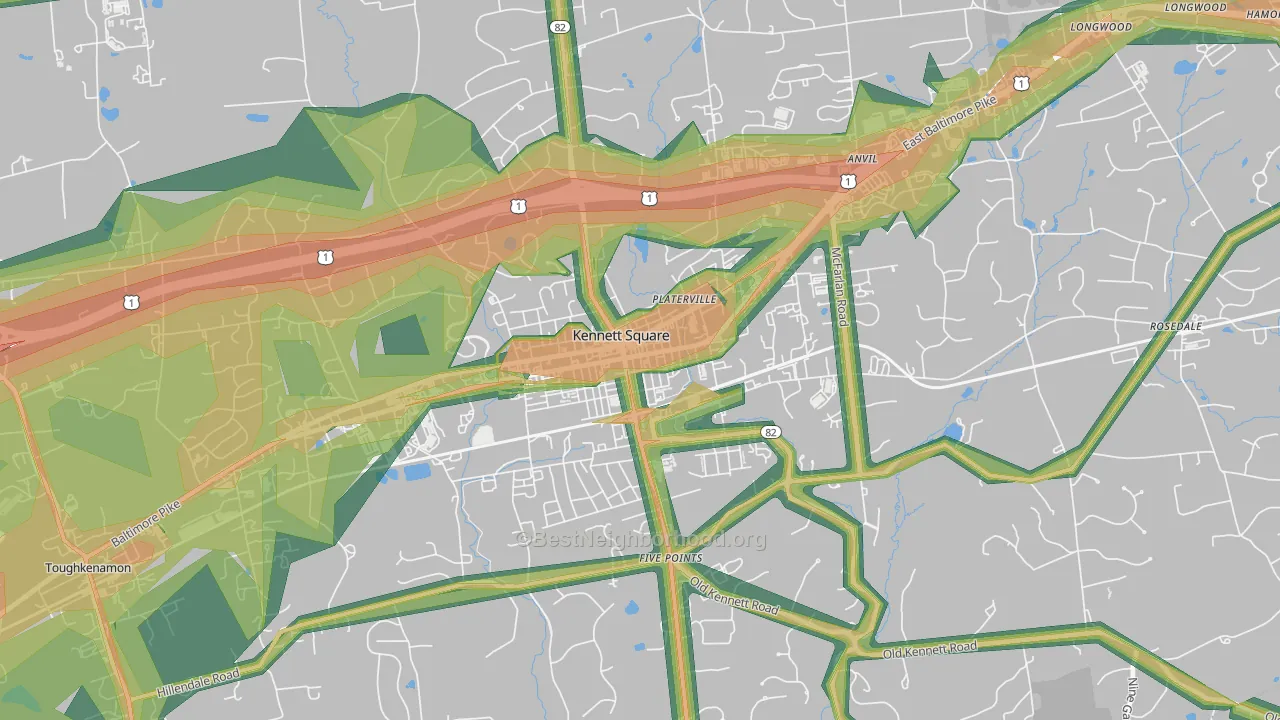 State and Cypress, Kennett Square, PA Map of Noise Levels in State and Cypress
