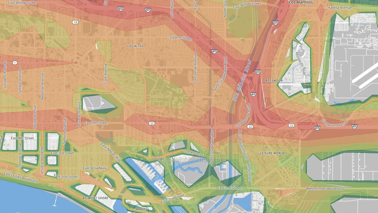 State College Area, Long Beach, CA Map of Noise Levels in State College Area