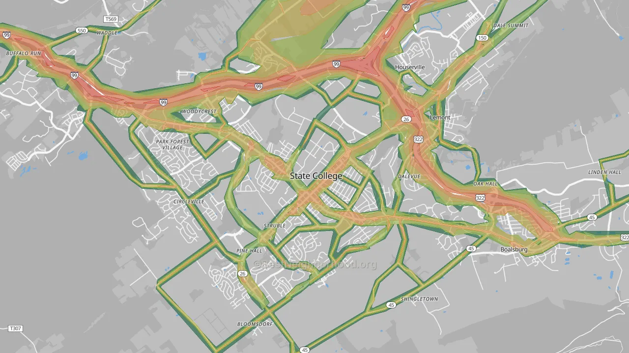 State College, PA Map of Noise Levels in State College
