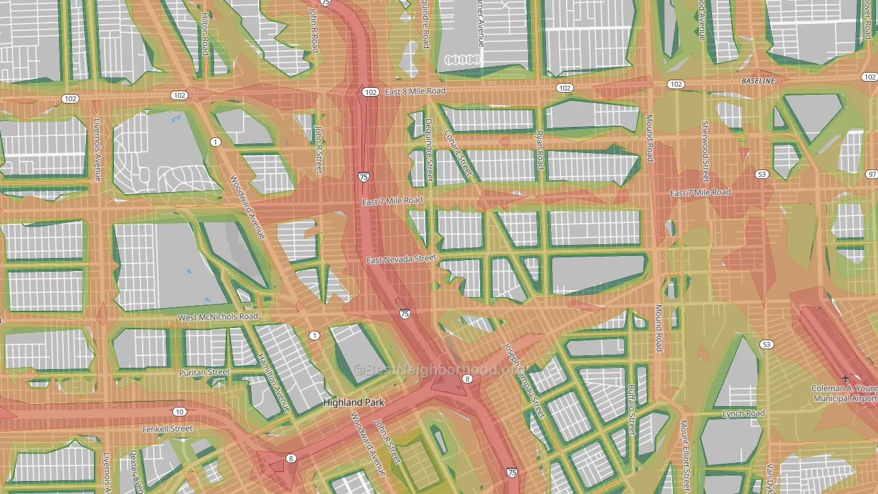 State Fair-Nolan, Highland Park, MI Map of Noise Levels in State Fair-Nolan