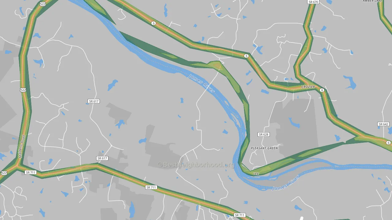 State Farm, VA Map of Noise Levels in State Farm