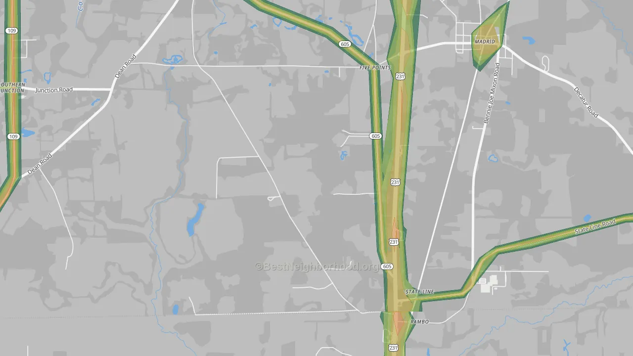 State Line, AL Map of Noise Levels in State Line