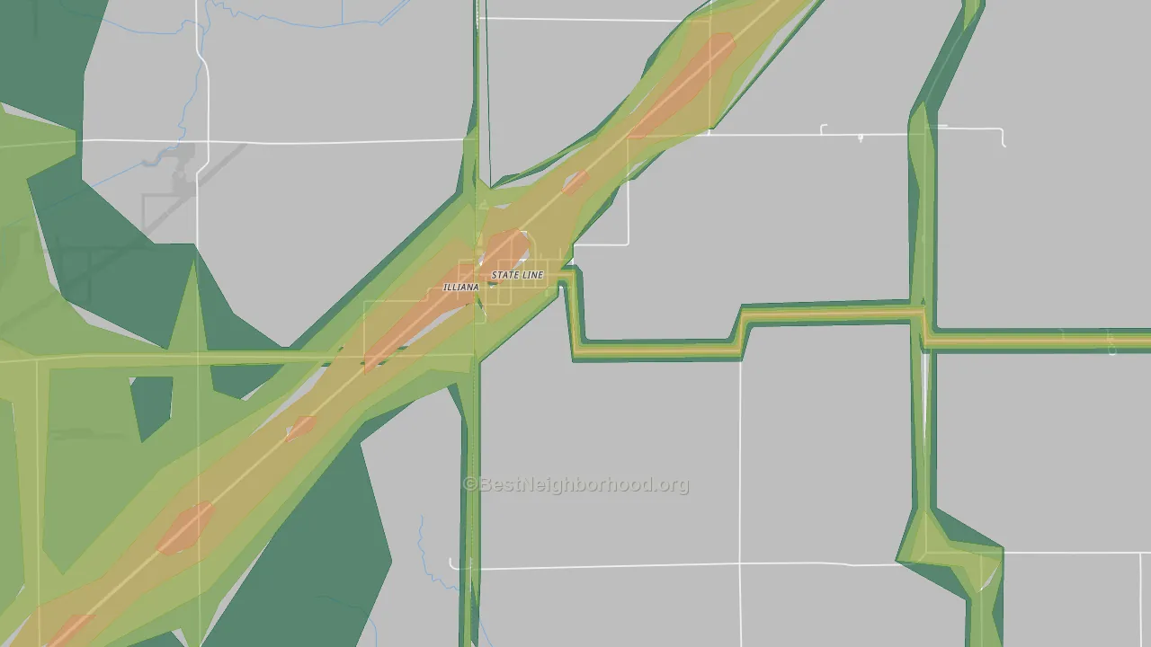State Line City, IN Map of Noise Levels in State Line City