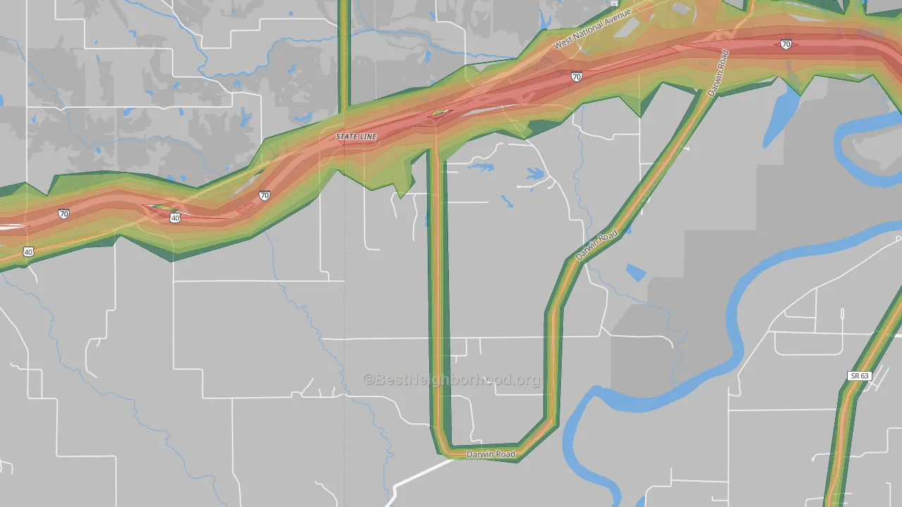 State Line, IN Map of Noise Levels in State Line