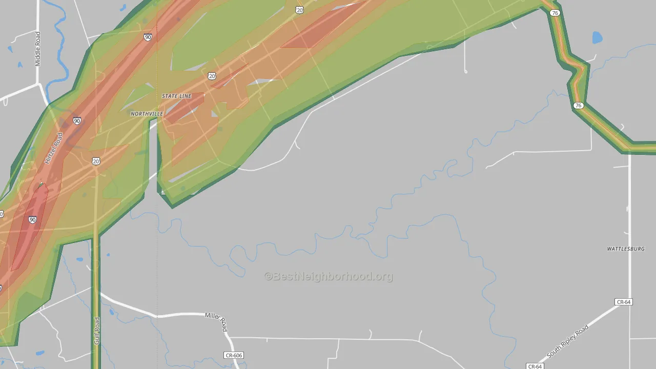 State Line, NY Map of Noise Levels in State Line