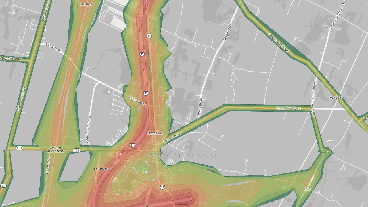 State Line, PA Map of Noise Levels in State Line