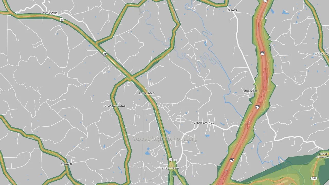 State Road, NC Map of Noise Levels in State Road