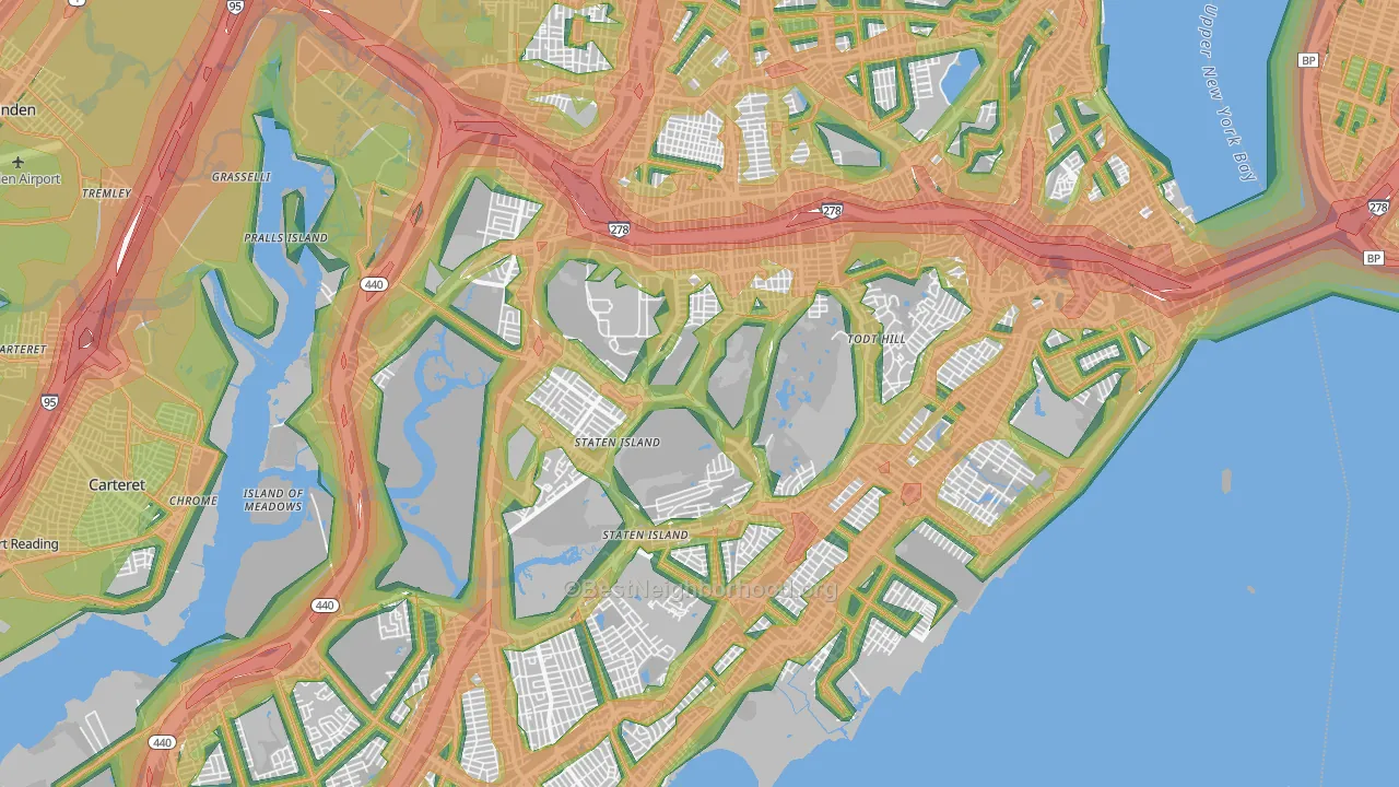 Staten Island, NY Map of Noise Levels in Staten Island