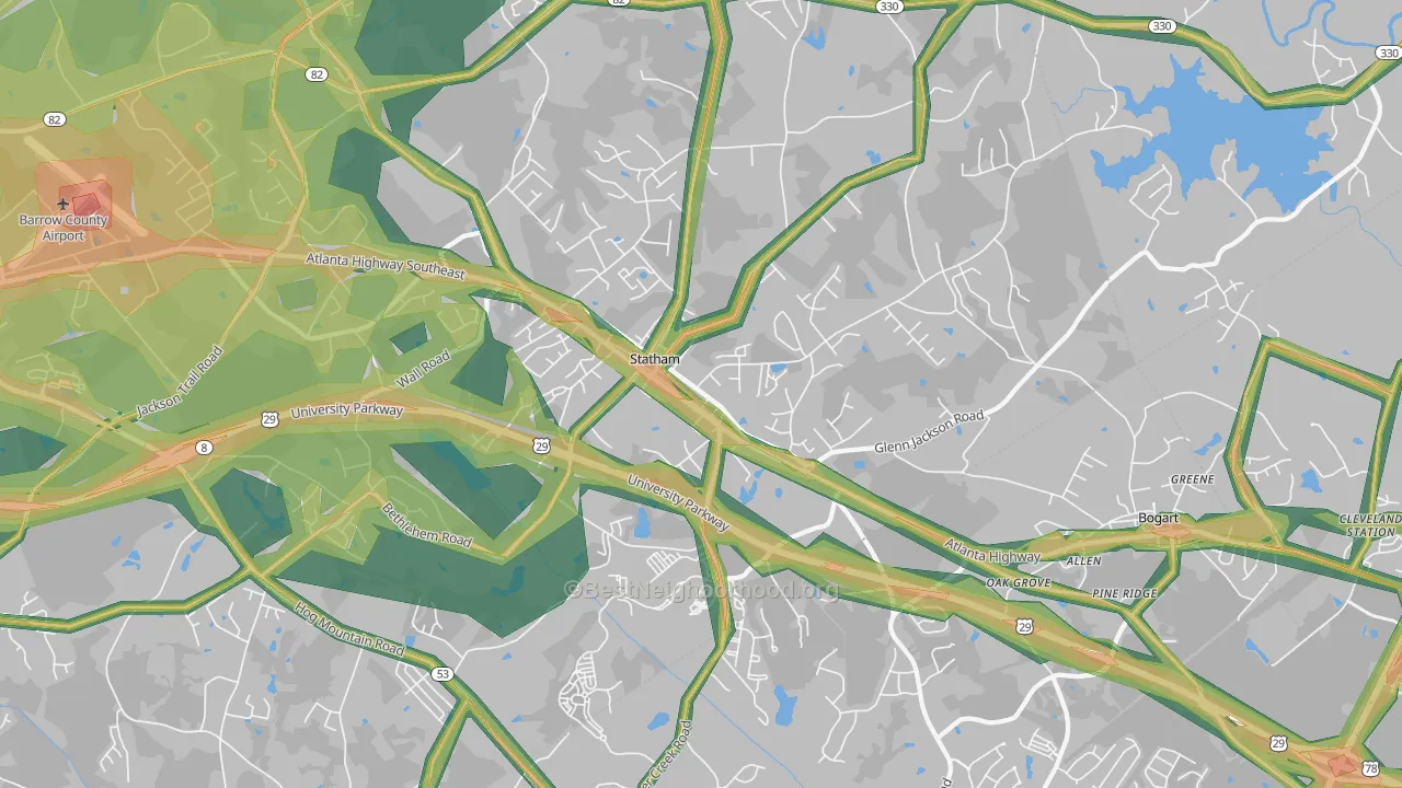 Statham, GA Map of Noise Levels in Statham