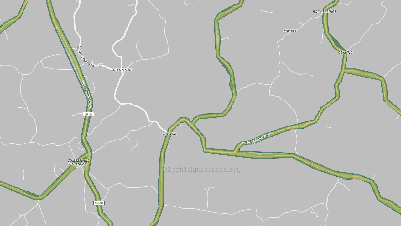 Stayton, TN Map of Noise Levels in Stayton