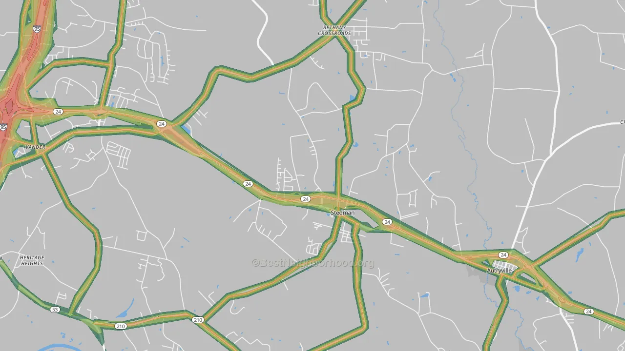 Stedman, NC Map of Noise Levels in Stedman