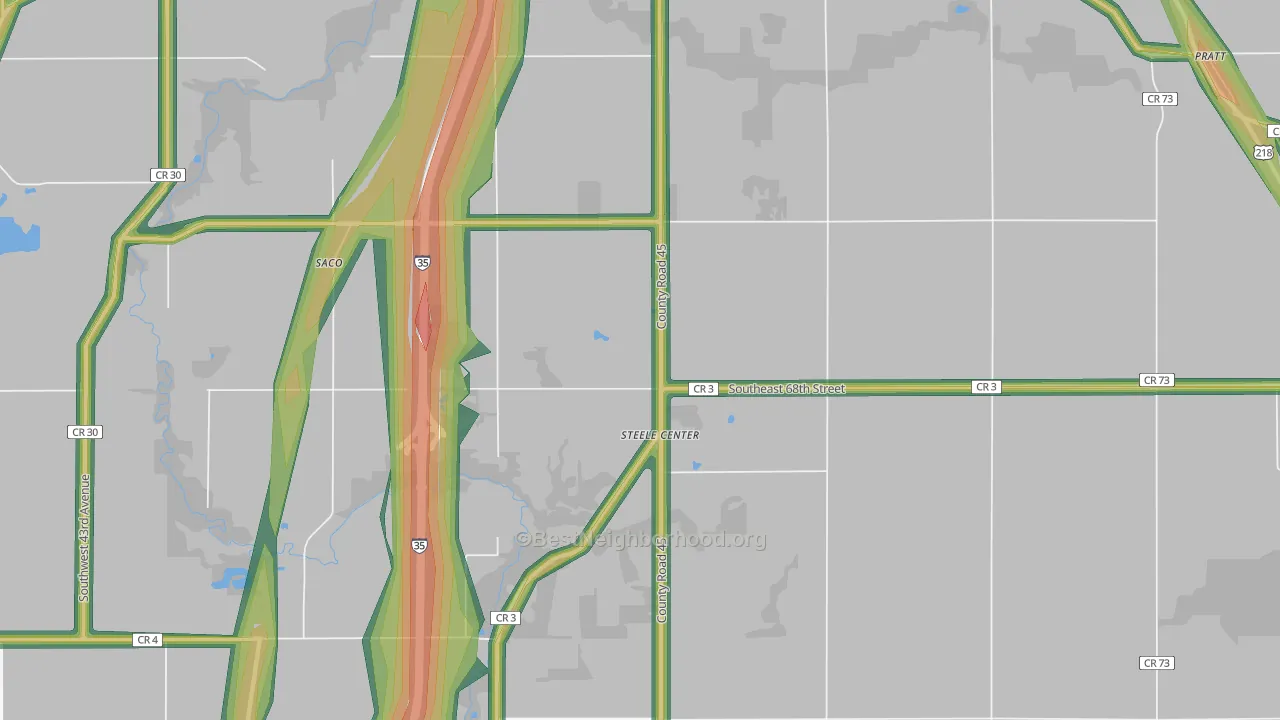 Steele Center, MN Map of Noise Levels in Steele Center