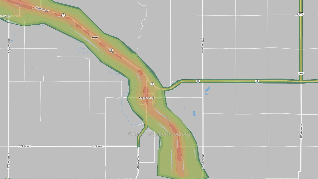 Steele City, NE Map of Noise Levels in Steele City