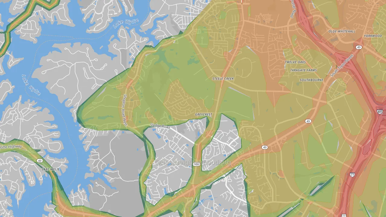 Steele Creek, Charlotte, NC Map of Noise Levels in Steele Creek