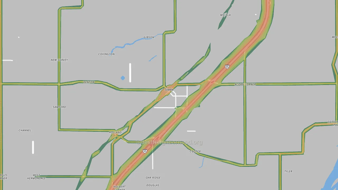Steele, MO Map of Noise Levels in Steele