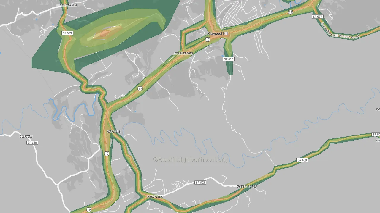 Steeleburg, VA Map of Noise Levels in Steeleburg