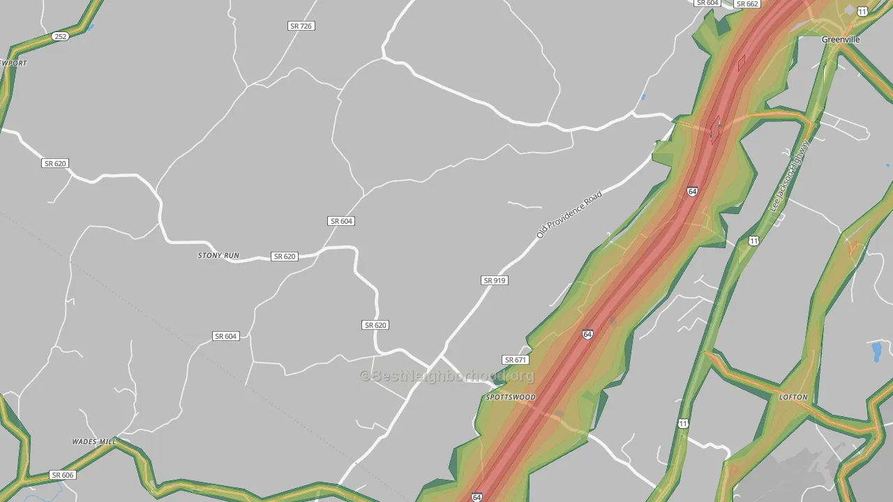 Steeles Tavern, VA Map of Noise Levels in Steeles Tavern