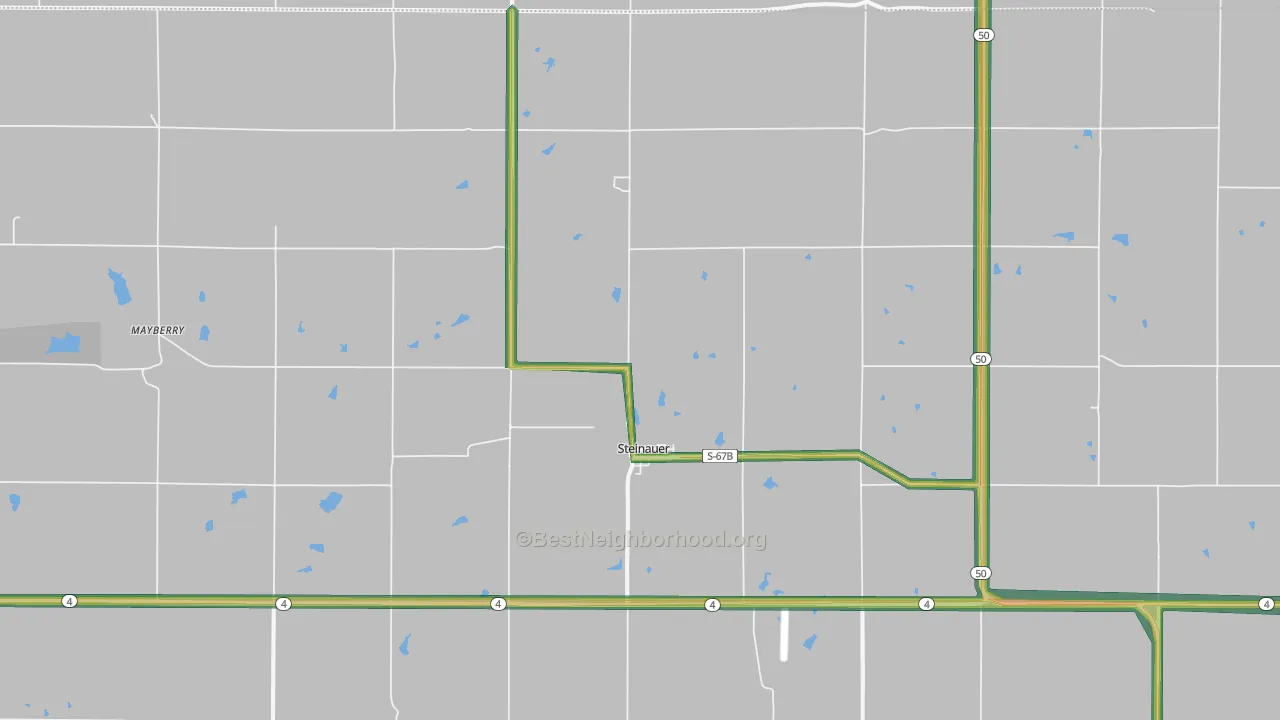Steinauer, NE Map of Noise Levels in Steinauer