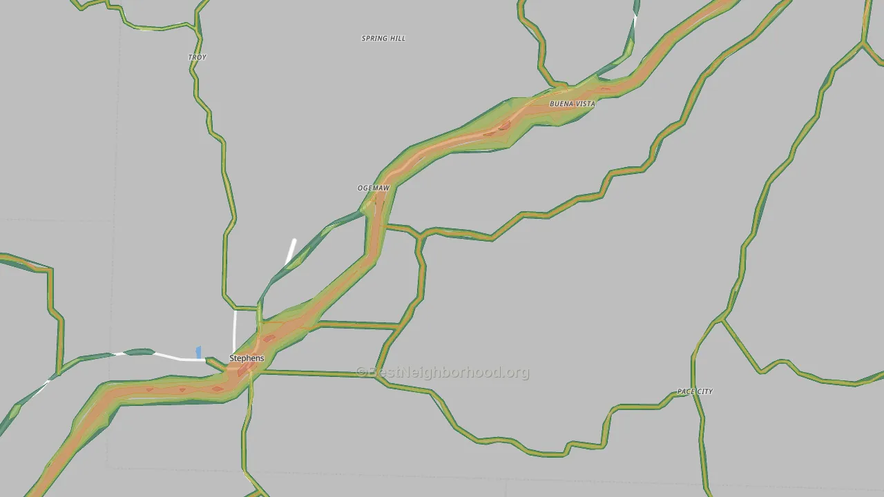 Stephens, AR Map of Noise Levels in Stephens