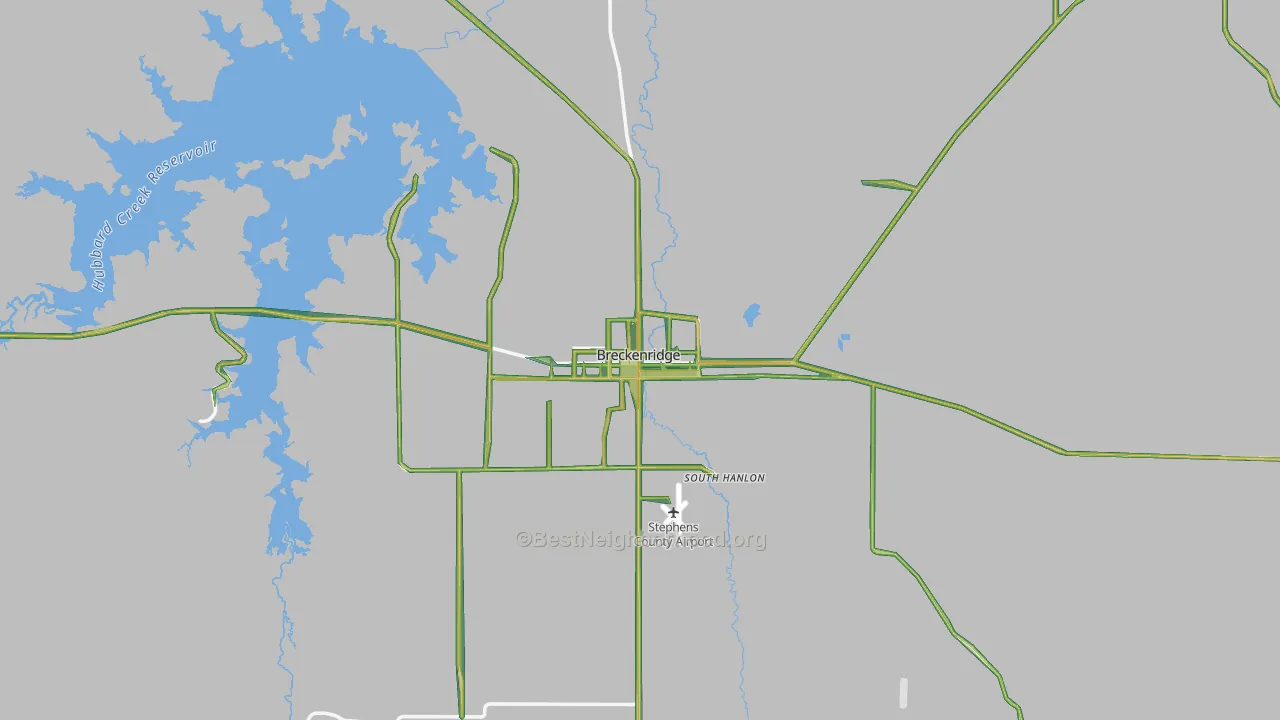 Stephens County, TX Map of Noise Levels in Stephens County