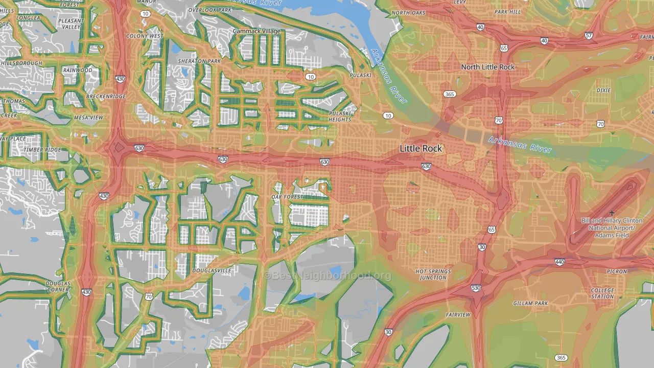 Stephens, Little Rock, AR Map of Noise Levels in Stephens