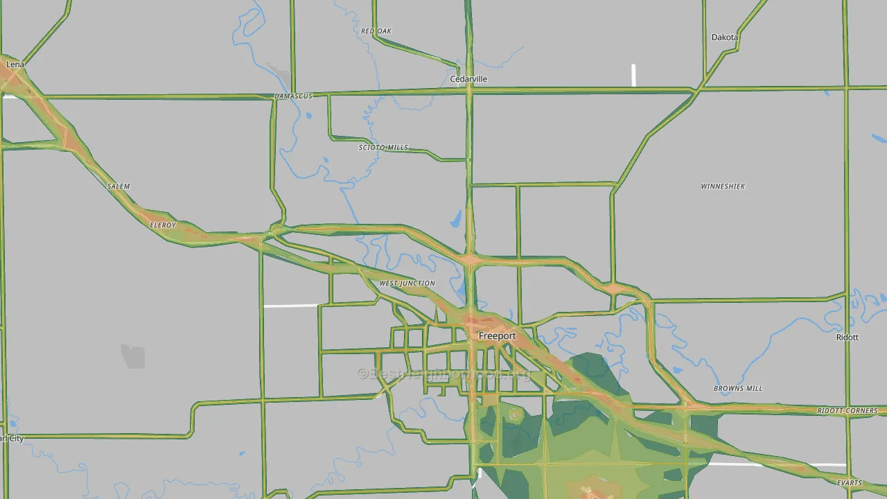 Stephenson County, IL Map of Noise Levels in Stephenson County
