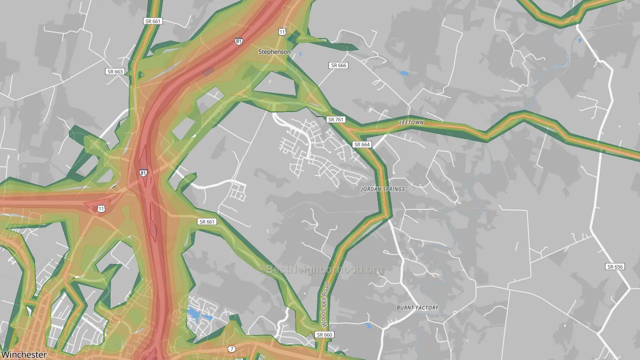 Stephenson, VA Map of Noise Levels in Stephenson