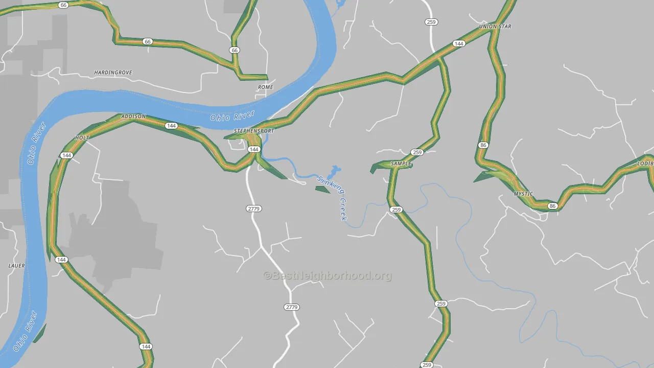 Stephensport, KY Map of Noise Levels in Stephensport
