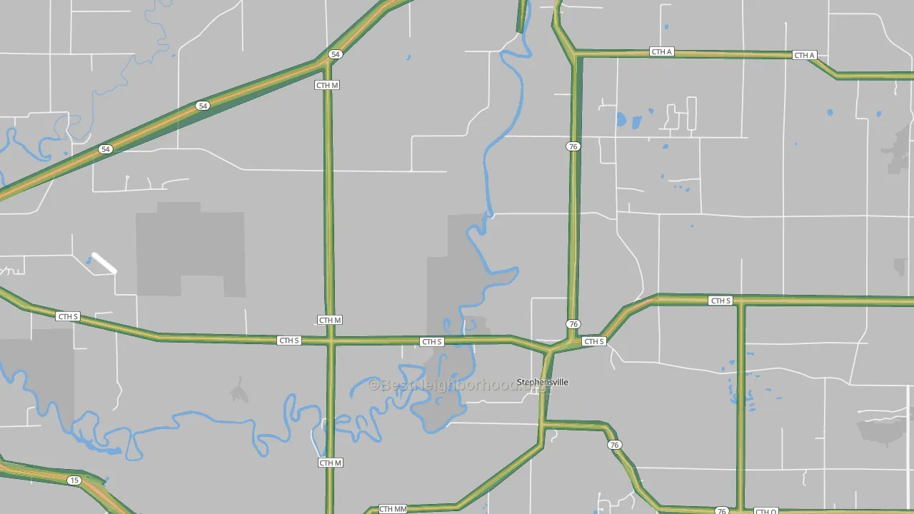 Stephensville, WI Map of Noise Levels in Stephensville