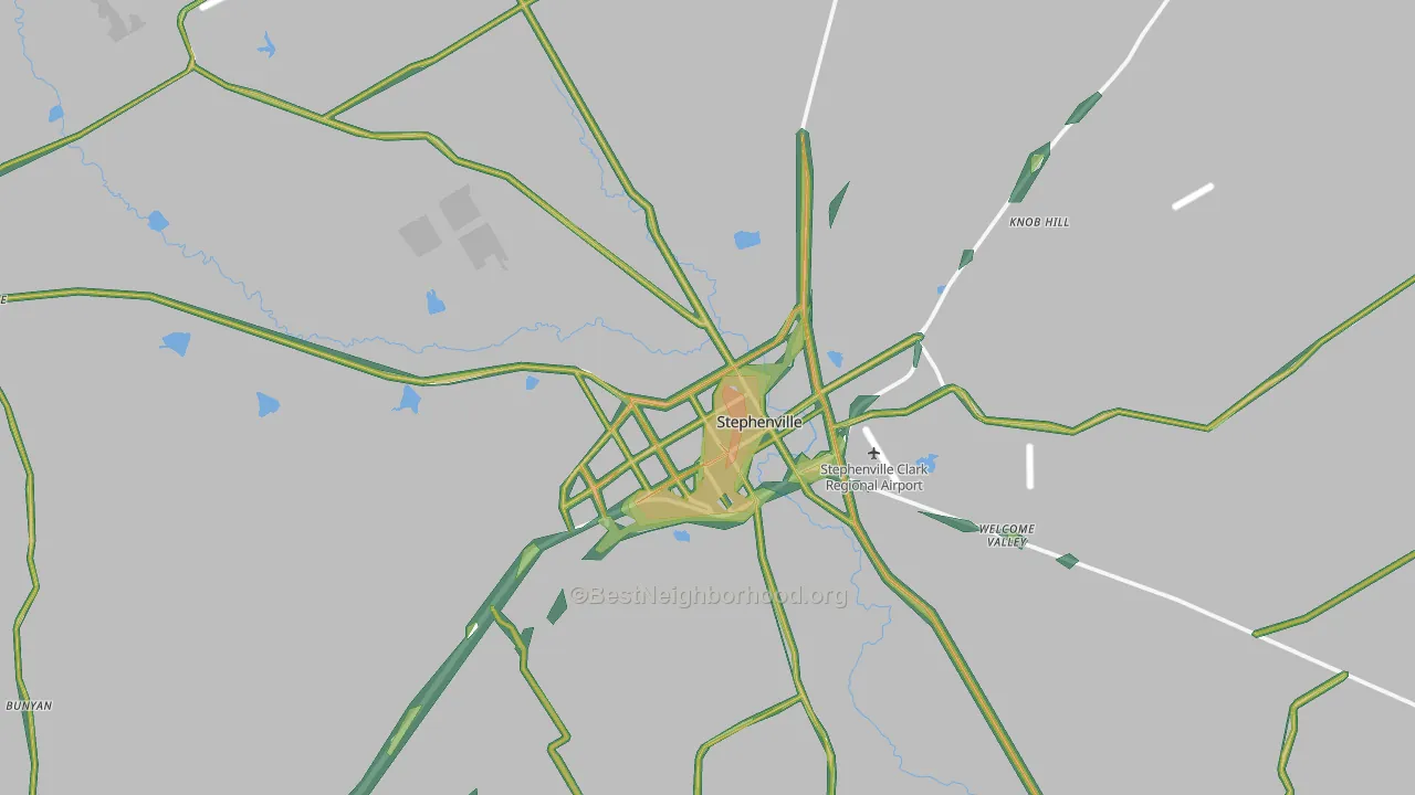 Stephenville, TX Map of Noise Levels in Stephenville