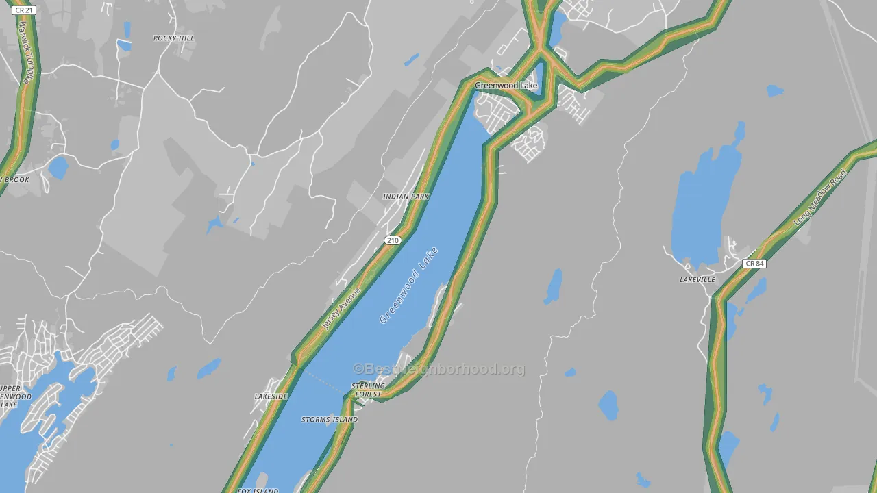 Sterling Forest, NY Map of Noise Levels in Sterling Forest