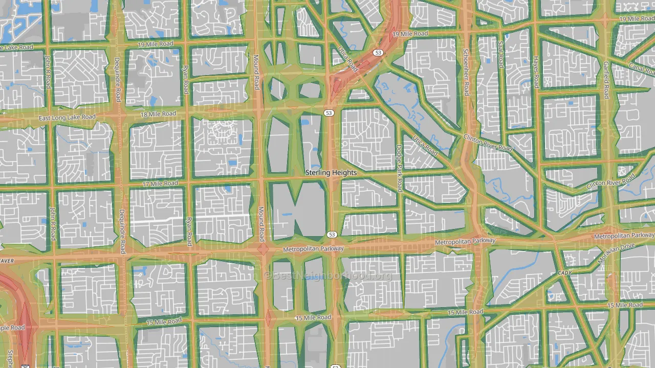 Sterling Heights, MI Map of Noise Levels in Sterling Heights
