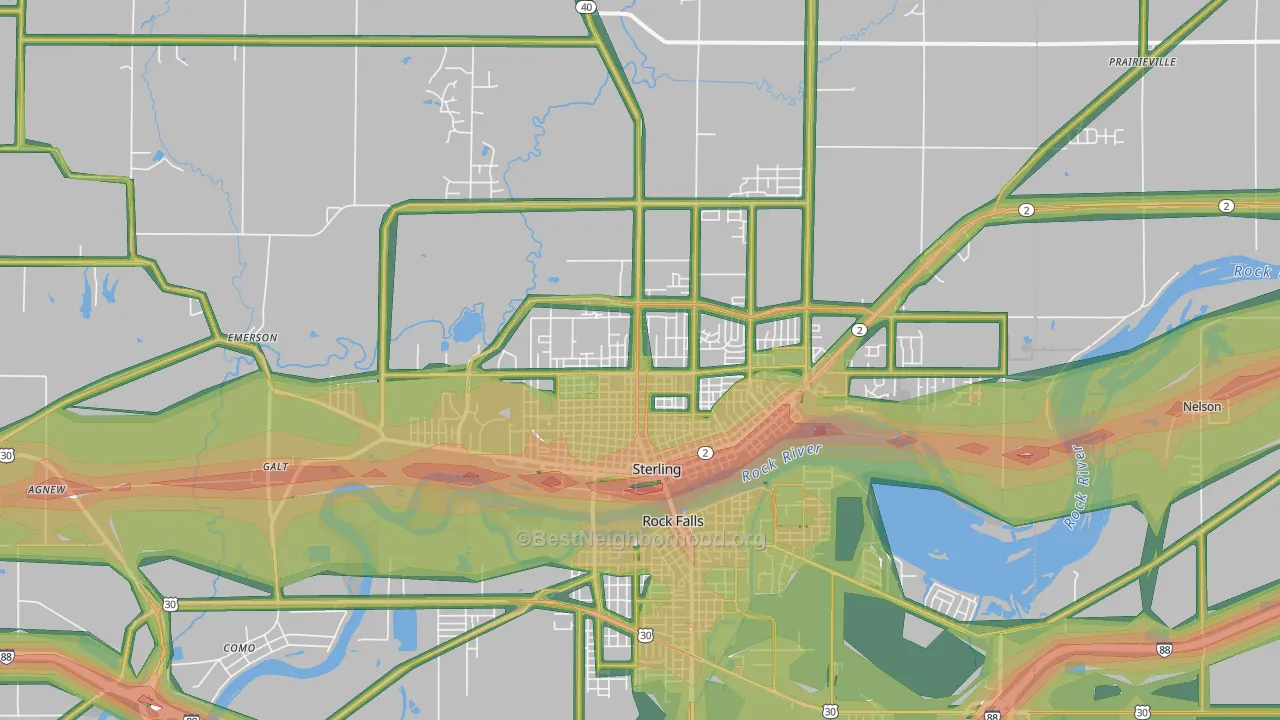 Sterling, IL Map of Noise Levels in Sterling