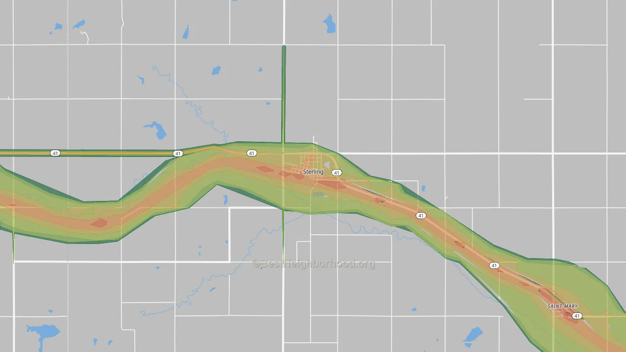 Sterling, NE Map of Noise Levels in Sterling