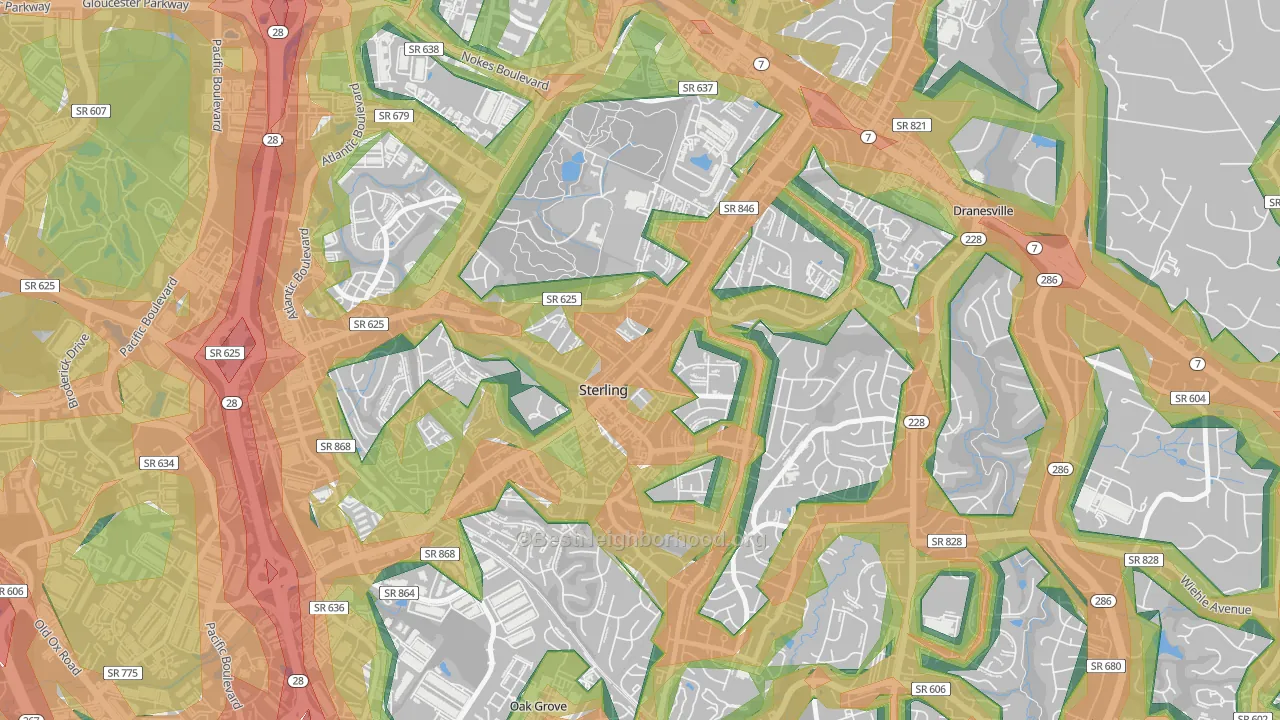 Sterling Park, Sterling, VA Map of Noise Levels in Sterling Park