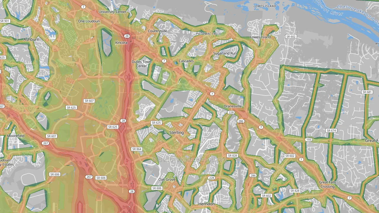Sterling, VA Map of Noise Levels in Sterling