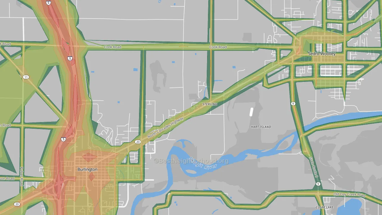 Sterling, WA Map of Noise Levels in Sterling