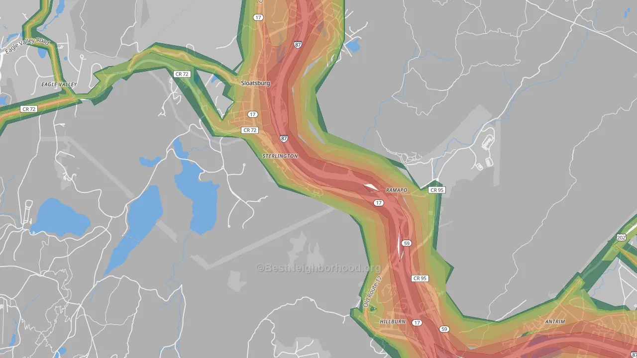 Sterlington, NY Map of Noise Levels in Sterlington