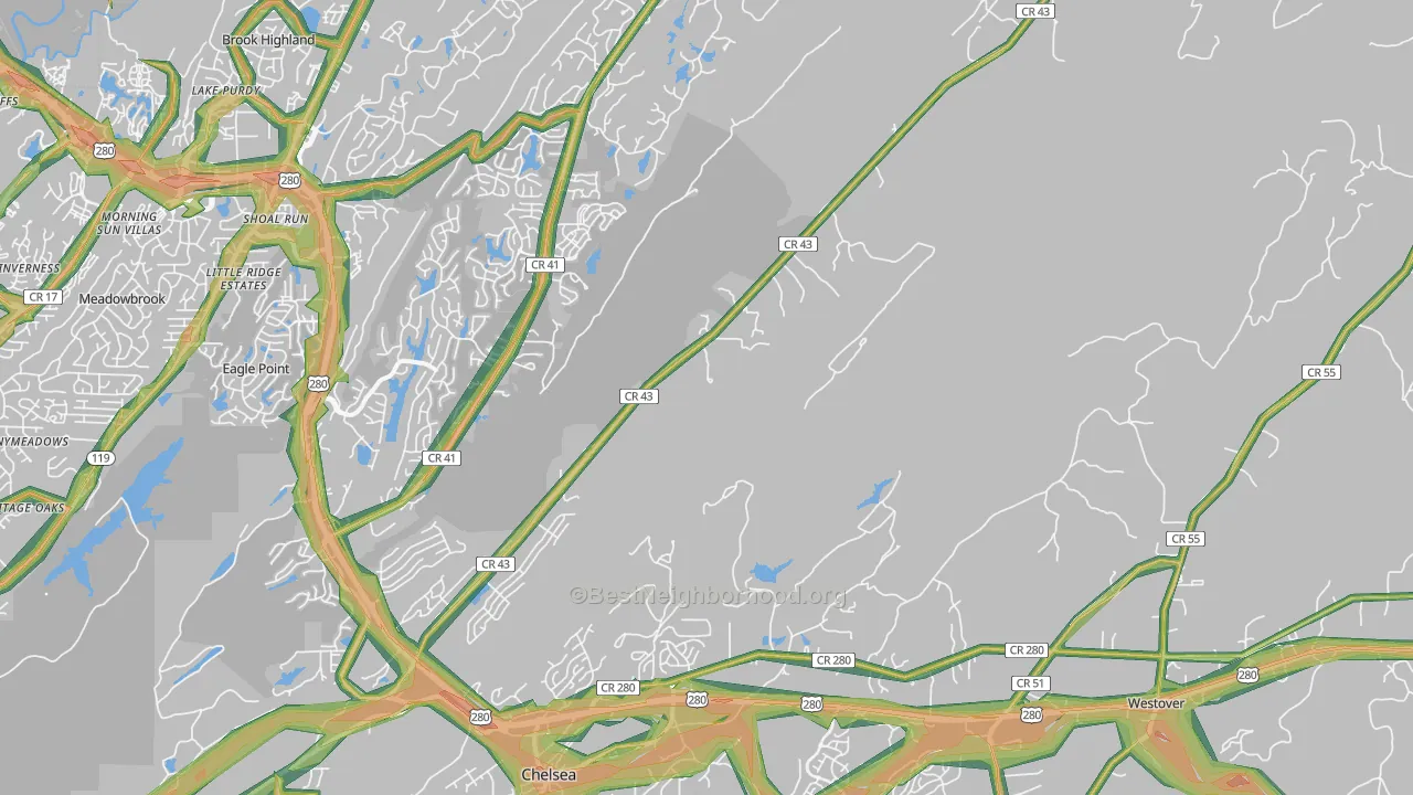 Sterrett, AL Map of Noise Levels in Sterrett
