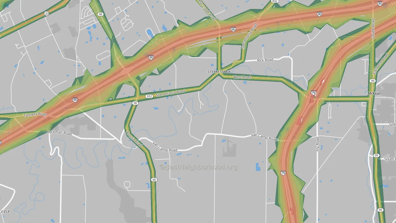 Sterrettania, PA Map of Noise Levels in Sterrettania