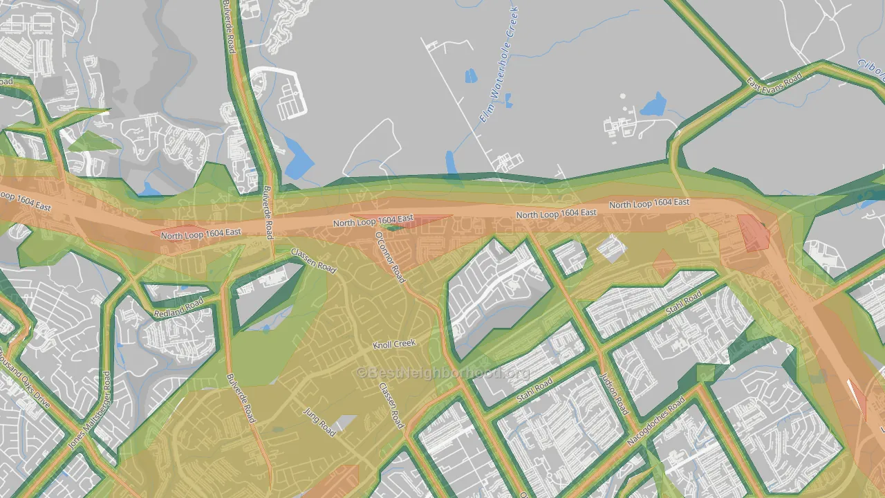 Steubing Ranch, San Antonio, TX Map of Noise Levels in Steubing Ranch