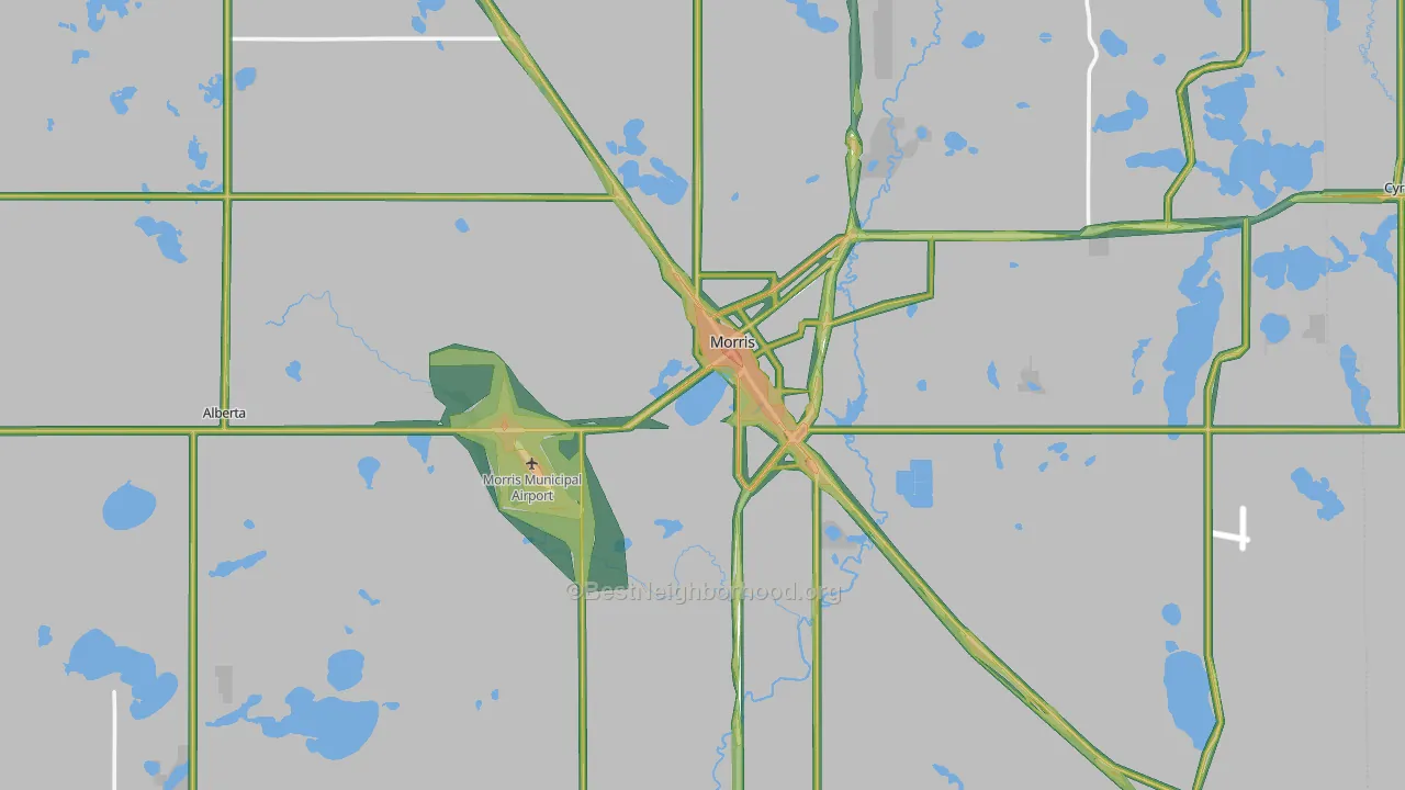 Stevens County, MN Map of Noise Levels in Stevens County