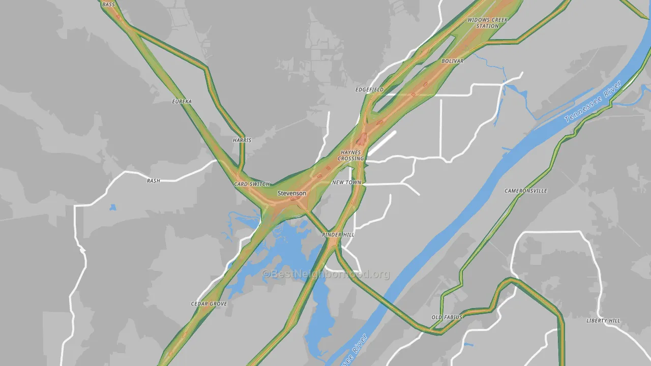 Stevenson, AL Map of Noise Levels in Stevenson