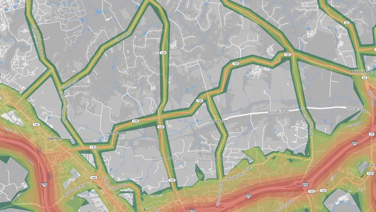 Stevenson, MD Map of Noise Levels in Stevenson