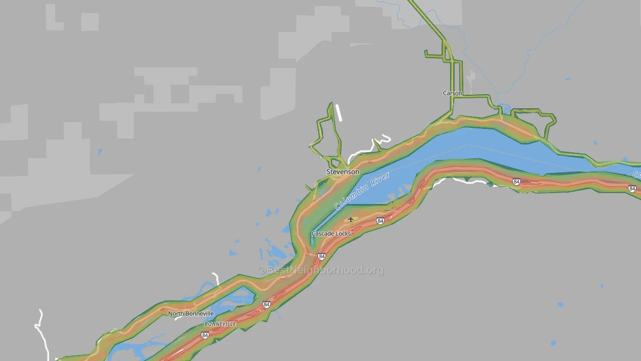 Stevenson, WA Map of Noise Levels in Stevenson