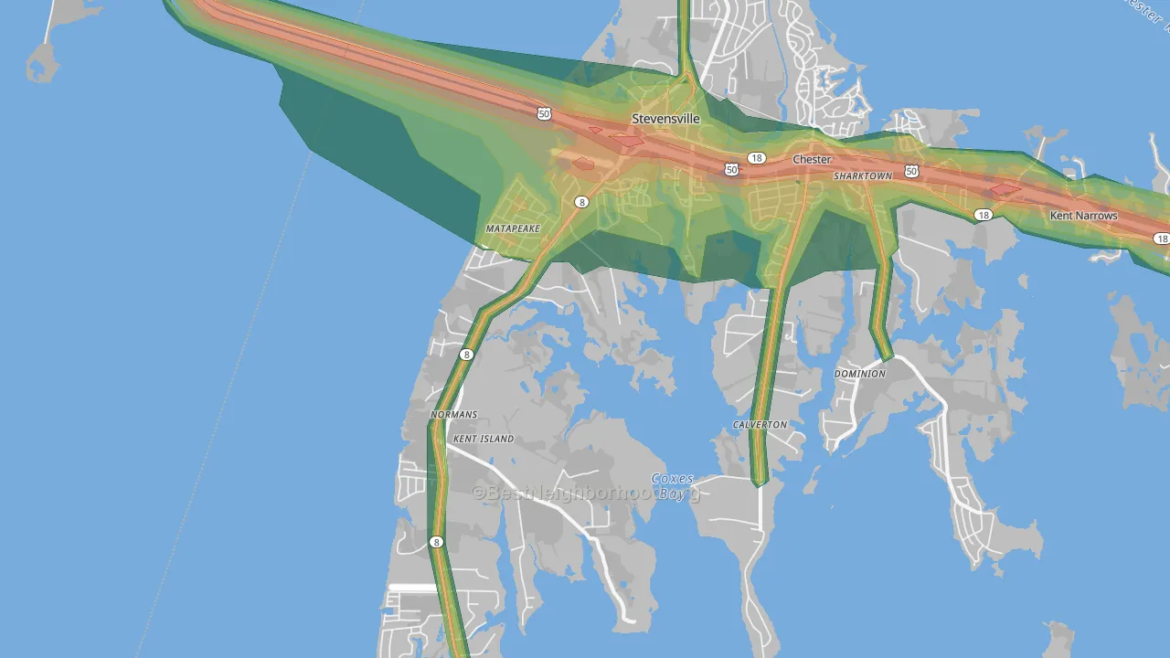 Stevensville, MD Map of Noise Levels in Stevensville
